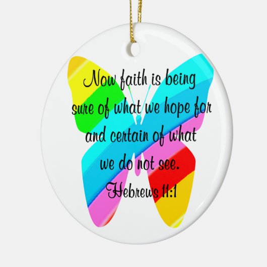 KLEURRIJKE HEBREEËN 11:1 VLINDERONTWERP KERAMISCH ORNAMENT (Links)