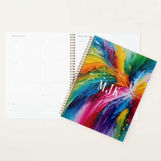 Kleurrijke hedendaagse Abstracte kunst Monogram Planner (Display)