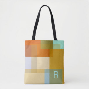 Kleurrijke hedendaagse geometrische kleurenblokken tote bag