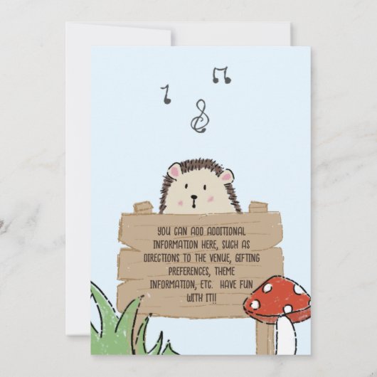 Kleurrijke Hedgehog tekening park partij kinderen  Kaart (Achterkant)