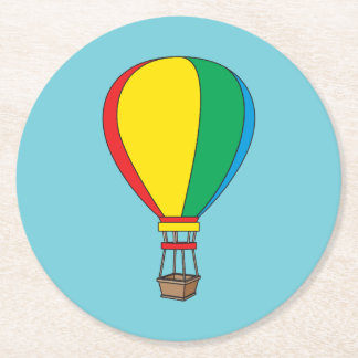 Kleurrijke Heet Lucht Ballon Ronde Kartonnen Onderzetter