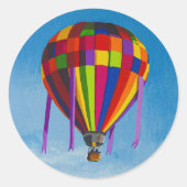 Kleurrijke Heet Luchtballon Klassieke Ronde Sticke Sticker (Voorkant)