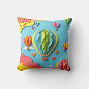 Kleurrijke Heet Luchtballonnen Lucht Patroon Kussen