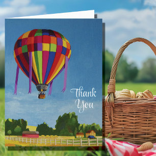 Kleurrijke Heete Luchtballon Bedankkaart