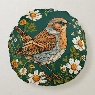 Kleurrijke Heggenmus Vogel Elegant Natuurlijk Cade Rond Kussen