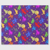 Kleurrijke heks in de vlucht. Halloween Pattern Cadeaupapier (Vlak)