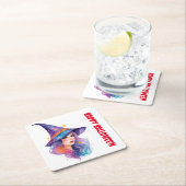 Kleurrijke heks tekening Halloween Kartonnen Onderzetters (Insitu)