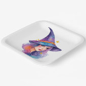 Kleurrijke heks tekening Halloween Papieren Bordje (Gebogen)