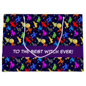 Kleurrijke heks vliegen op het nachtpatroon groot cadeauzakje (Voorkant)