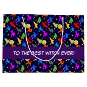 Kleurrijke heks vliegen op het nachtpatroon groot cadeauzakje (Achterkant)