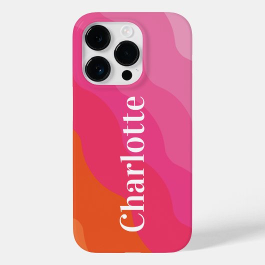 Kleurrijke Helder Modern Monogram Roze Oranje Retr Case-Mate iPhone Case (Achterkant)