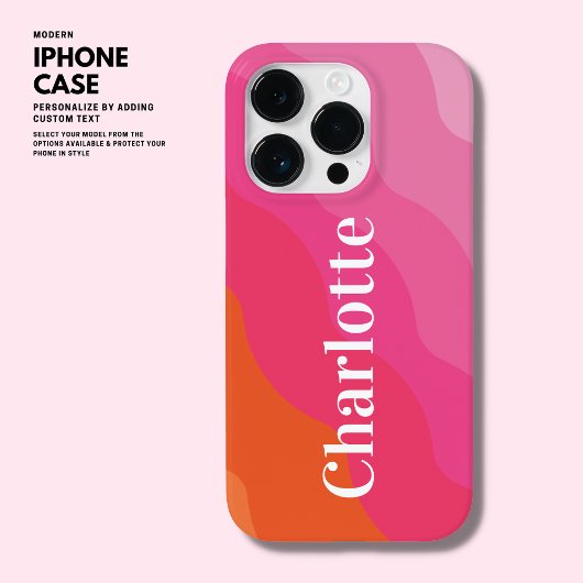 Kleurrijke Helder Modern Monogram Roze Oranje Retr Case-Mate iPhone Case