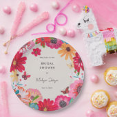 Kleurrijke helder wilde bloemen bruidsdouche papieren bordje (Feest)