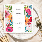 Kleurrijke helder wilde bloemen bruidsdouche servet