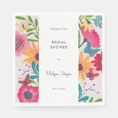 Kleurrijke helder wilde bloemen bruidsdouche servet (Voorkant)