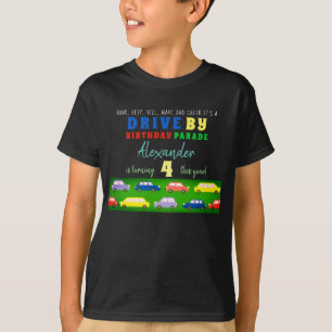 Kleurrijke heldere auto's voor verjaardagsparade v t-shirt