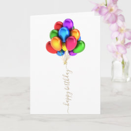 Kleurrijke heldere ballonnen | Happy Birthday Scri Kaart