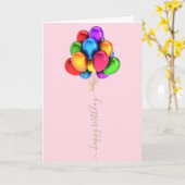 Kleurrijke heldere ballonnen | Happy Birthday Scri Kaart (Gele Bloem)