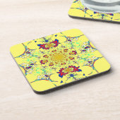 Kleurrijke Heldere Bloemen Damast Design Art Print Bier Onderzetter (Linkerzijde)