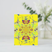 Kleurrijke Heldere Bloemen Damast Design Art Print Briefkaart (Staand voorkant)