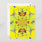 Kleurrijke Heldere Bloemen Damast Design Art Print Briefkaart (Voorkant / Achterkant)