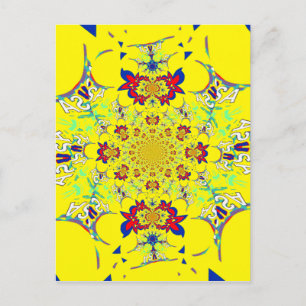 Kleurrijke Heldere Bloemen Damast Design Art Print Briefkaart