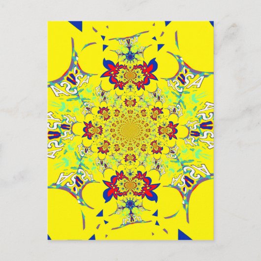 Kleurrijke Heldere Bloemen Damast Design Art Print Briefkaart (Voorkant)