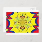 Kleurrijke Heldere Bloemen Damast Design Art Print Briefkaart (Voorkant / Achterkant)