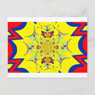 Kleurrijke Heldere Bloemen Damast Design Art Print Briefkaart