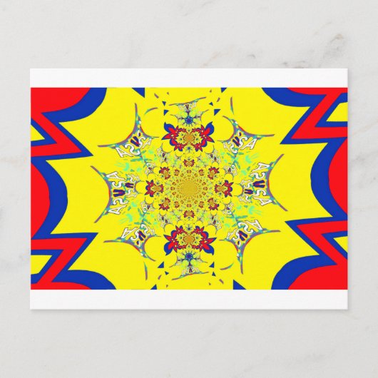 Kleurrijke Heldere Bloemen Damast Design Art Print Briefkaart (Voorkant)