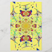 Kleurrijke Heldere Bloemen Damast Design Art Print Briefpapier (Voorkant)