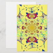 Kleurrijke Heldere Bloemen Damast Design Art Print Briefpapier (Voorkant / Achterkant)