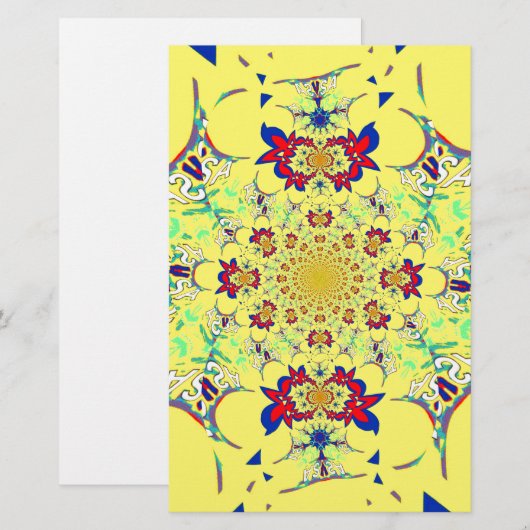 Kleurrijke Heldere Bloemen Damast Design Art Print Briefpapier (Voorkant / Achterkant)