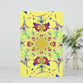 Kleurrijke Heldere Bloemen Damast Design Art Print Briefpapier (Staand voorkant)