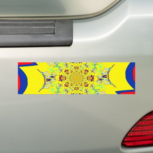 Kleurrijke Heldere Bloemen Damast Design Art Print Bumpersticker (Op auto)