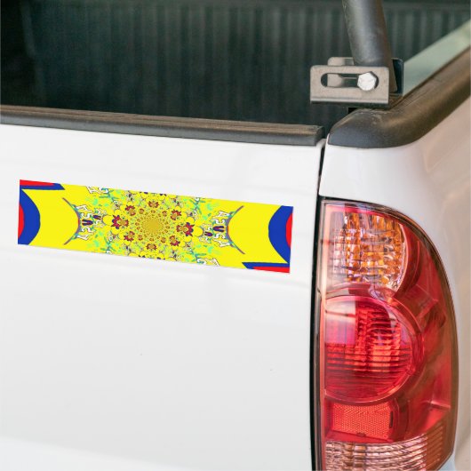 Kleurrijke Heldere Bloemen Damast Design Art Print Bumpersticker (Op Truck)