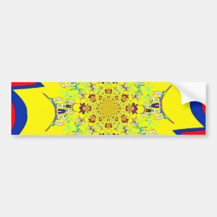 Kleurrijke Heldere Bloemen Damast Design Art Print Bumpersticker