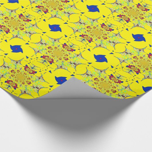 Kleurrijke Heldere Bloemen Damast Design Art Print Cadeaupapier (Hoek)