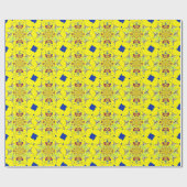 Kleurrijke Heldere Bloemen Damast Design Art Print Cadeaupapier (Vlak)
