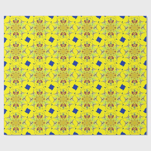 Kleurrijke Heldere Bloemen Damast Design Art Print Cadeaupapier (Vlak)