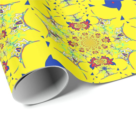 Kleurrijke Heldere Bloemen Damast Design Art Print Cadeaupapier (Rol Hoek)