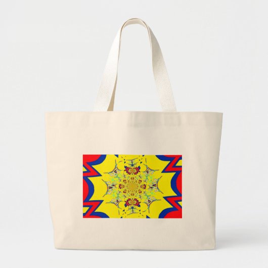 Kleurrijke Heldere Bloemen Damast Design Art Print Grote Tote Bag (Voorkant)