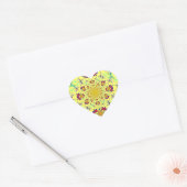 Kleurrijke Heldere Bloemen Damast Design Art Print Hart Sticker (Envelop)