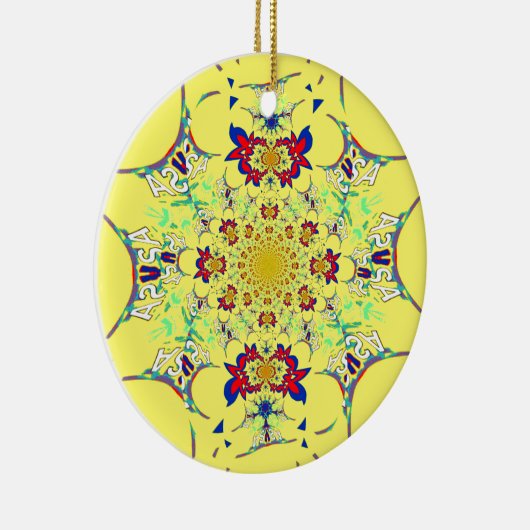 Kleurrijke Heldere Bloemen Damast Design Art Print Keramisch Ornament (Rechts)