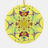 Kleurrijke Heldere Bloemen Damast Design Art Print Keramisch Ornament (Voorkant)