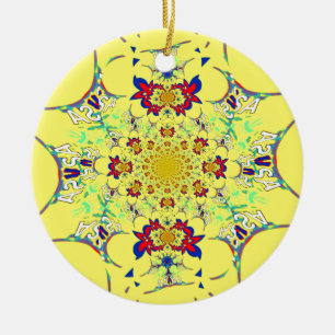 Kleurrijke Heldere Bloemen Damast Design Art Print Keramisch Ornament