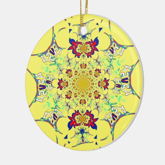 Kleurrijke Heldere Bloemen Damast Design Art Print Keramisch Ornament (Links)