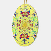 Kleurrijke Heldere Bloemen Damast Design Art Print Keramisch Ornament (Links)