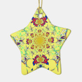 Kleurrijke Heldere Bloemen Damast Design Art Print Keramisch Ornament (Links)