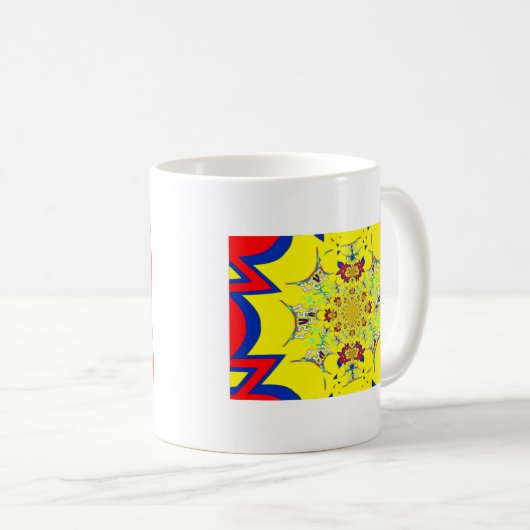 Kleurrijke Heldere Bloemen Damast Design Art Print Koffiemok (Voorkant rechts)